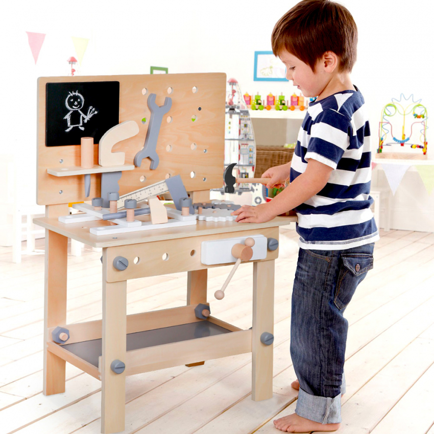 Holzspielzeug-Werkbank für Kinder mit Werkzeug Magic Bench