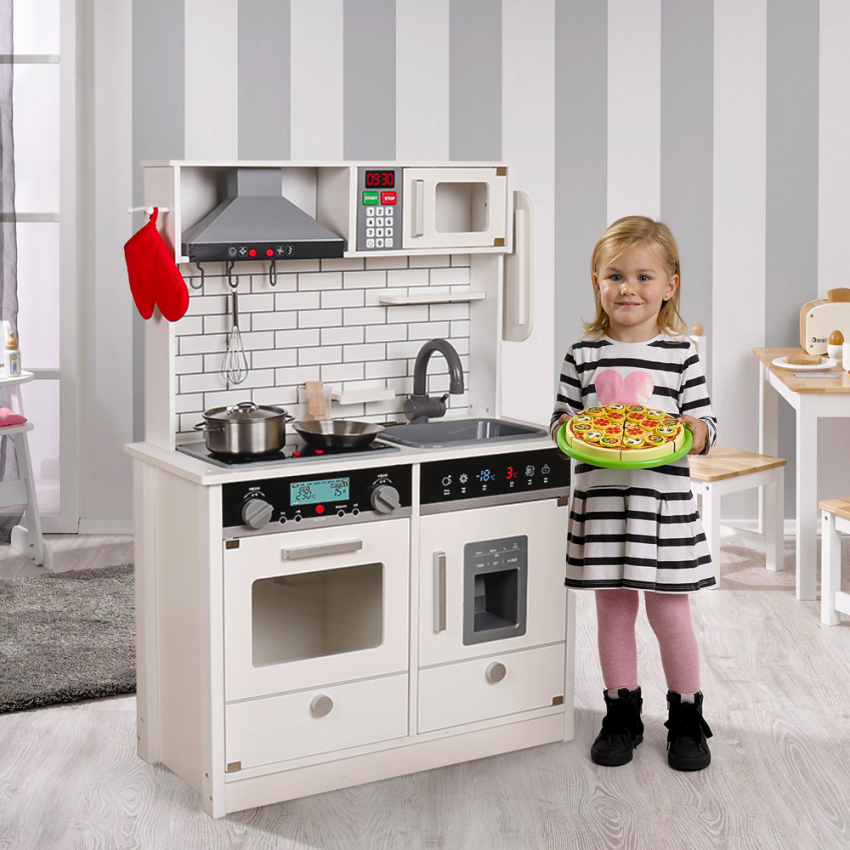 Moderne Holzspielzeugküche für Kinder mit Licht- und Tonzubehör Home Chef