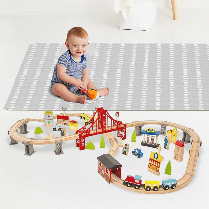 Holzspielzeugeisenbahn Gleiseisenbahn für Kinder 70 Teile Mr Ciuf