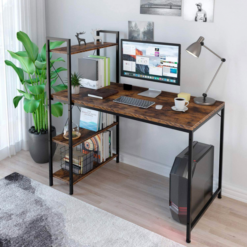 Cambridge: Bürotisch industrielles Design Bücherregal Metall 120x62 
