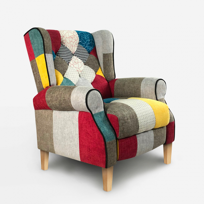 Relax Sessel Modernes Design Patchwork Verstellbar Bergère Throne Light