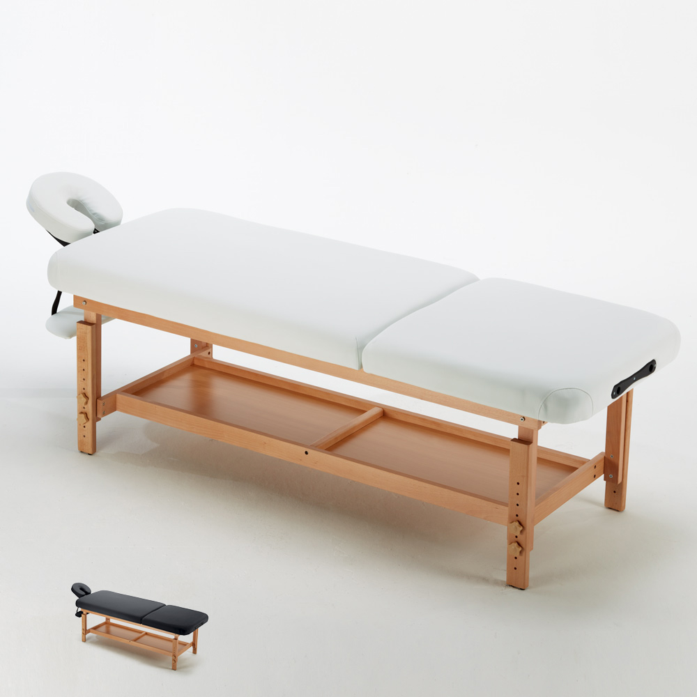 Stationäre Profi-Massageliege Holz 2 Zonen 225 cm Comfort