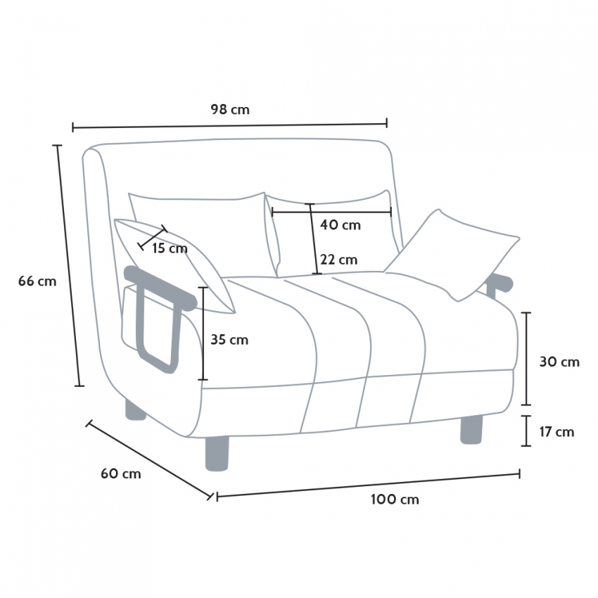Schlafsessel Queensize klappbar Stoff Deborah Twin