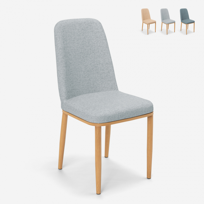Design Stühle für Küchen Bars Restaurants Stoff und Metall mit Holzeffekt Davos Light Angebot