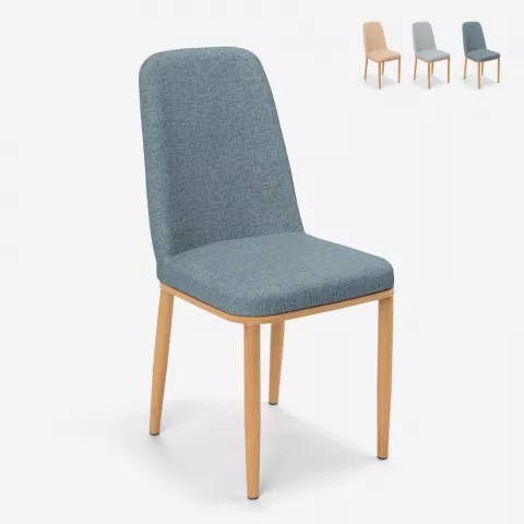 Design Stühle für Küchen Bars Restaurants Stoff und Metall mit Holzeffekt Davos Light Aktion