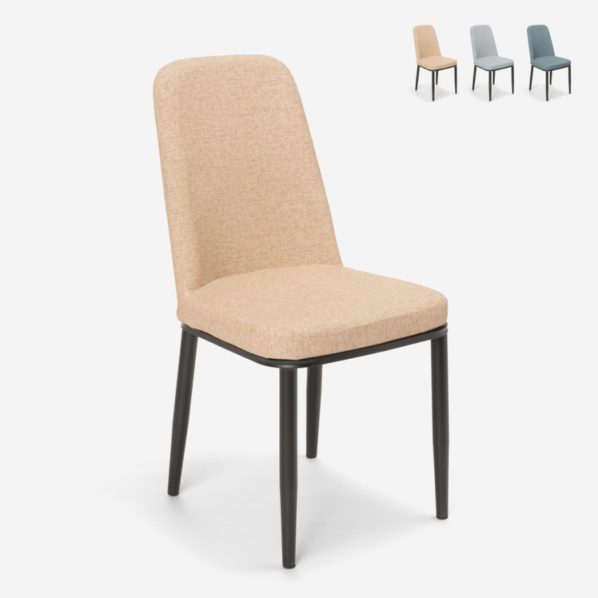 Design Stühle für Küchen Bars Restaurants Stoff und Metall mit Holzeffekt Davos Dark Maße