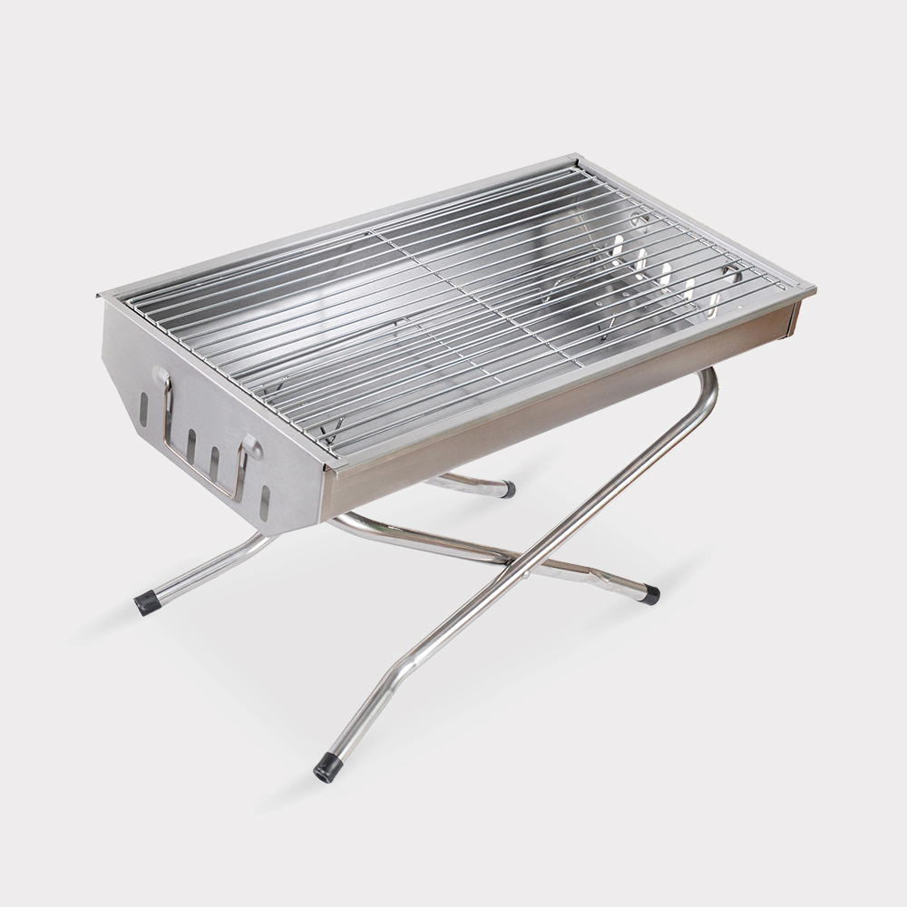 Klappbarer tragbarer Holzkohlegrill BBQ aus Stahl Garten Camping Poplar