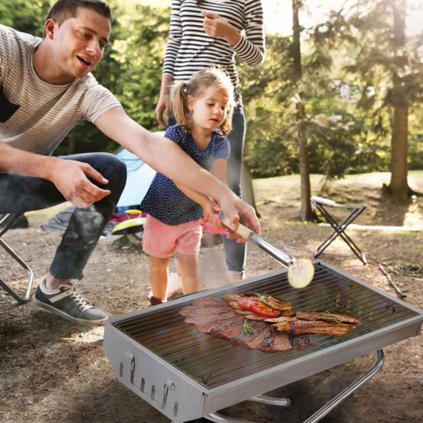 Poplar: Tragbarer Holzkohlegrill BBQ Aus Stahl 