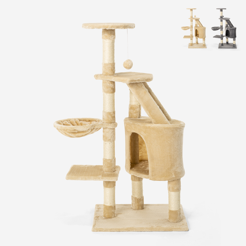 Kratzsäule für Katzen Sisal-Seil 4 Etagen 120 cm Plüsch Ball Bengal