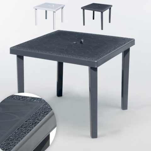 Set 12 Polyrattan Tische Quadratisch 90x90 Bistro Grand Soleil Gruvyer