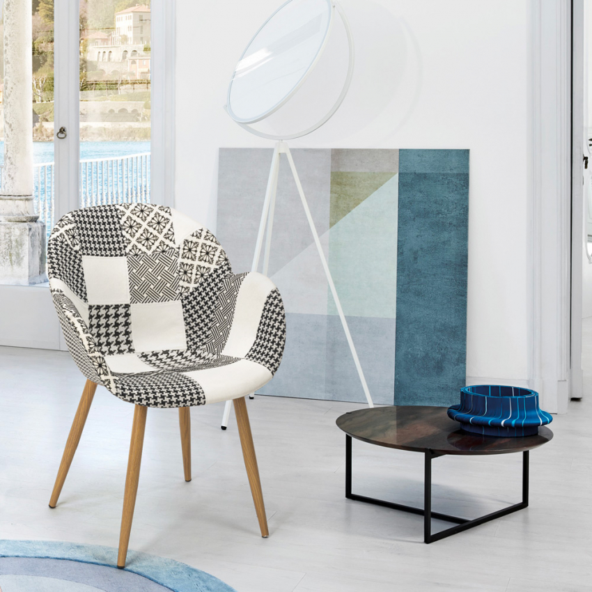 Stuhl Sessel Nordic Patchwork Design Wohnzimmer Küche Arbeitzimmer Finch