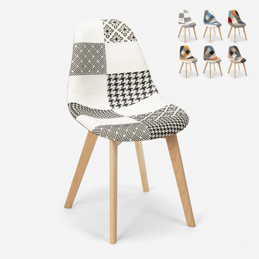 Patchwork Stuhl aus Holz und Stoff für Küche Bar Restaurant Robin Katalog