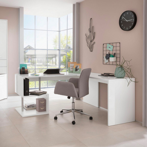 Moderne Eckschreibtisch Büro Design 180x160 cm weiß Vilnis Aktion