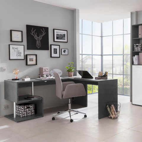 Eckschreibtisch Büro Modernes Design 180x160 cm Vilnis Dark Aktion
