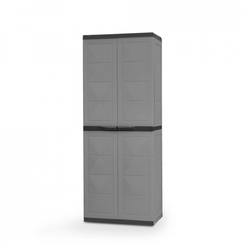 Moderner hoher Schrank mit 2 Türen und 3 Regalböden für Haus und Garten H165cm Tidy Aktion