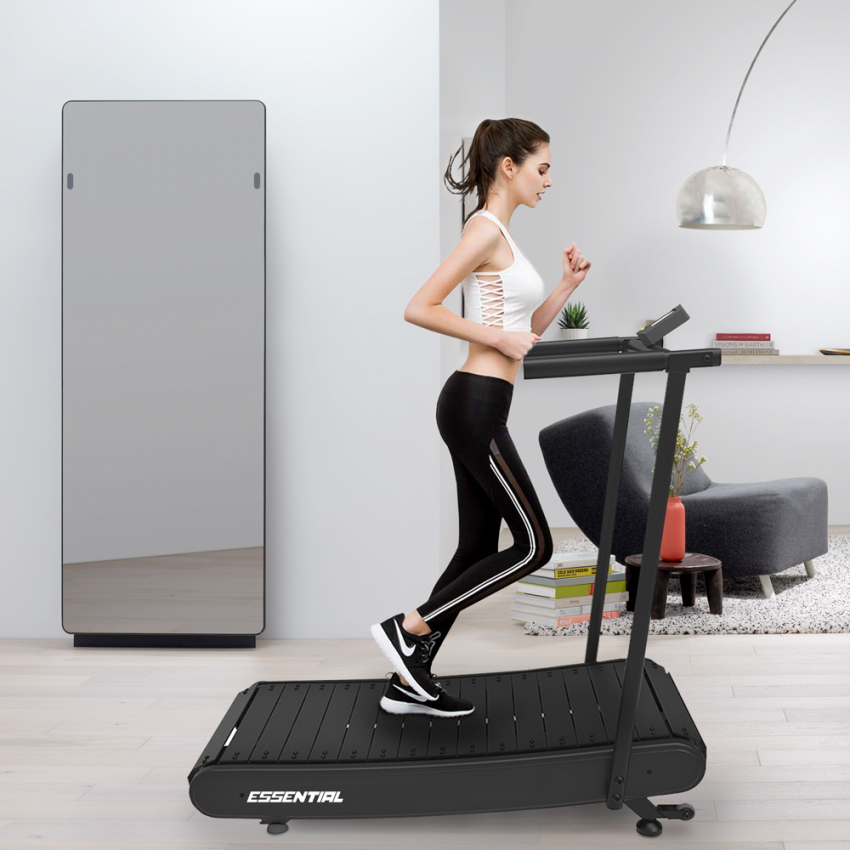 Magnetisches Laufband, gekrümmt, faltbar, platzsparend, für zu Hause, Fitnessraum Essential