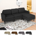 3-Sitzer-Sofa Steffy mit Armlehnen und Hocker aus elegantem Stoff Wohnzimmer 