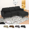 3-Sitzer-Sofa Steffy mit Armlehnen und Hocker aus elegantem Stoff Wohnzimmer 