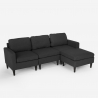 3-Sitzer-Sofa Steffy mit Armlehnen und Hocker aus elegantem Stoff Wohnzimmer 
