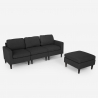 3-Sitzer-Sofa Steffy mit Armlehnen und Hocker aus elegantem Stoff Wohnzimmer 