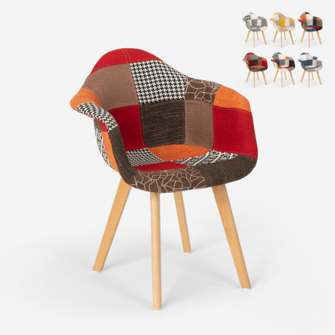 Nordisches Design Patchwork Sessel Wohnzimmer Küche Studio Herion Aktion