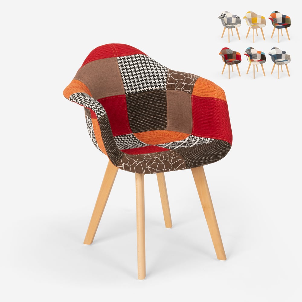 Patchwork Sessel Stuhl Nordisches Design Wohnzimmer Küche Studio Herion