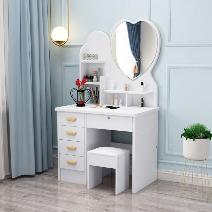 Schminktisch Spiegel Herz Hocker Schlafzimmer Clara