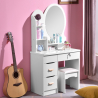 Mobile Make-up Station runder Spiegel Schlafzimmer Hocker Babette