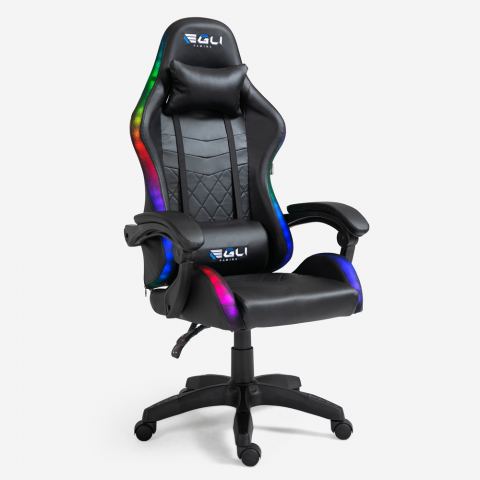 The Horde Gaming-Stuhl LED RGB ergonomische Büro Lendenkissen Kopfstütze  Aktion