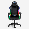 Ergonomischer RGB LED Gaming Stuhl Sessel Büro Lendenkissen Kopfstütze The Horde