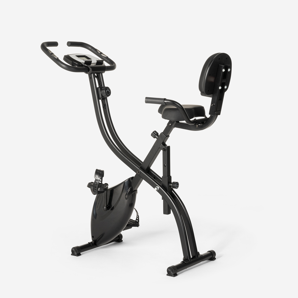 Conseres Platzsparender faltbarer Fahrrad-Heimtrainer 2in1 Fitness Rückenlehne Sensoren 