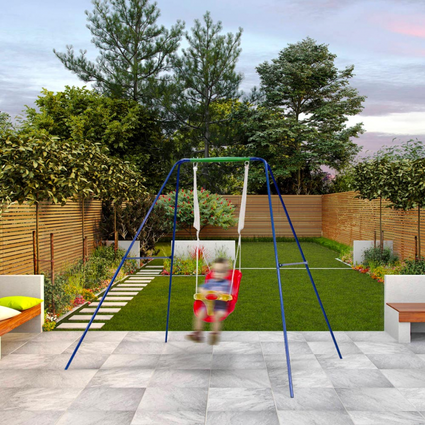 Kinder-Gartenschaukel mit Kunststoffsitz, T-Bar-Sitz Dado