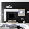 Moderne Wohnwand TV-Schrank Hochglanz Weiß Holz Nice Aktion