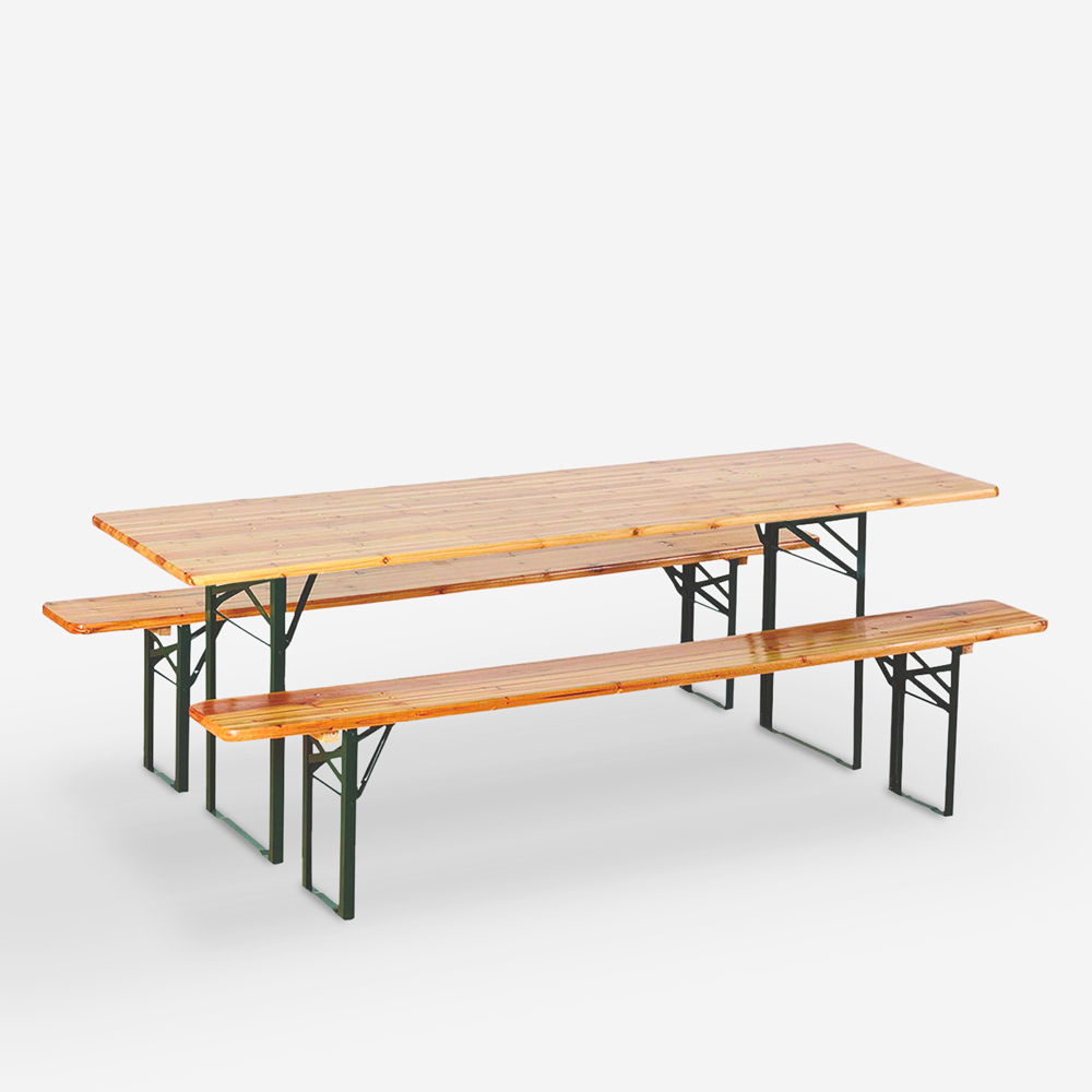 Brauerei Satz 2 Bänke Tisch 220x80 cm klappbar Garten Feste Oletan