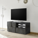 Moderner schwarzer TV-Ständer mit Fach, Tür und Schublade Petite Ox Dama Sales