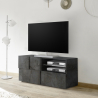 Moderner schwarzer TV-Ständer mit Fach, Tür und Schublade Petite Ox Dama Sales
