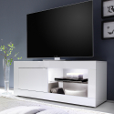 Weißer Hochglanz-TV-Schrank 140 cm mit Tür und offenem Fach Diver Wh Basic Angebot