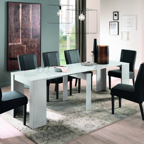Ausziehbarer Konsolentisch, platzsparend, 79x54-252 cm, weiß, Nancy Aktion