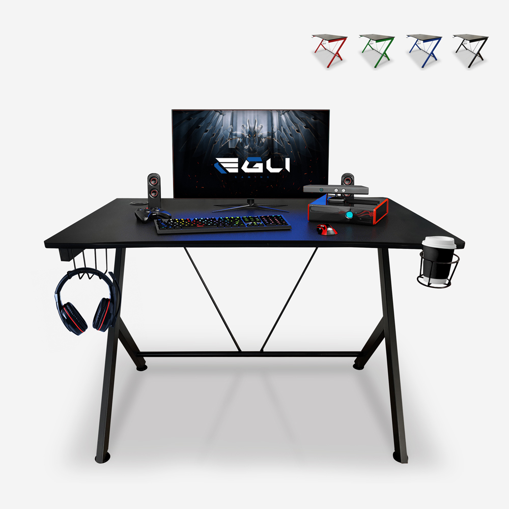 Ergonomischer Pc-Gaming-Schreibtisch Kabelmanagement Kopfhörerhalter Getränkehalter 110x70cm Trust In Game