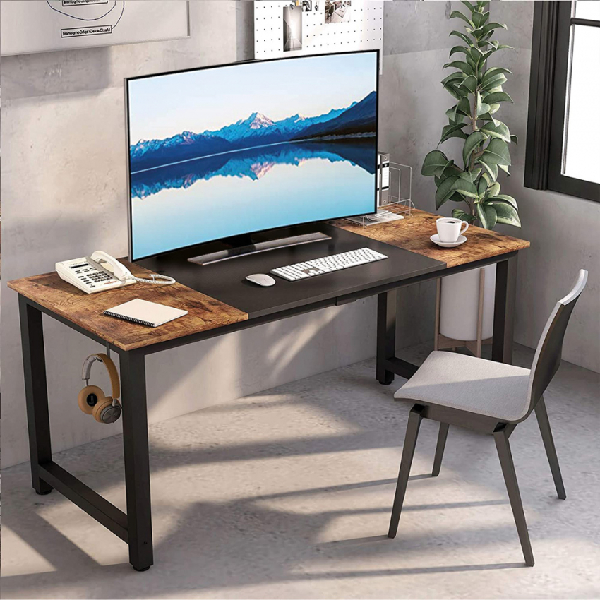   Stuttgart: Industriedesign-Bürotisch aus Metall mit Kopfhörerhalterung 160x60 

