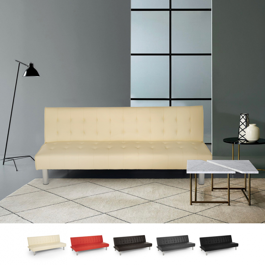2-Sitzer Clic Clac Schlafsofa aus Kunstleder, modernes Design Elly 2-Sitzer Clic Clac Schlafsofa aus Kunstleder, modernes Design Elly