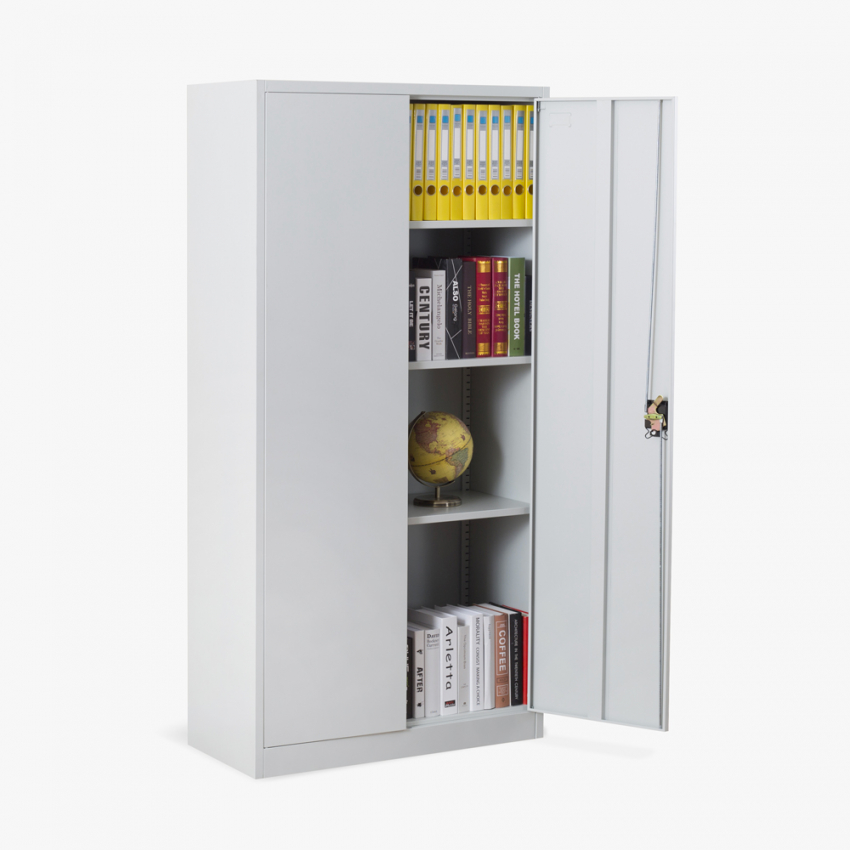 Büroschrank 2 Türen Dokumentenablage mit Schloss 90x40 H180 Tambora Light