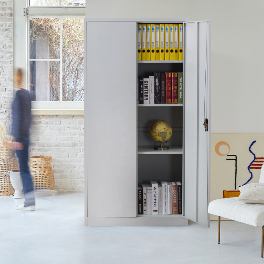 Büroschrank 2 Türen Aktenschrank mit Schloss 90x40 H180 Tambora Light