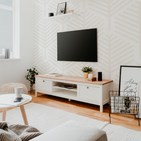 Weiße Eiche rustikale Design Kommode TV-Schrank 160cm Kapis