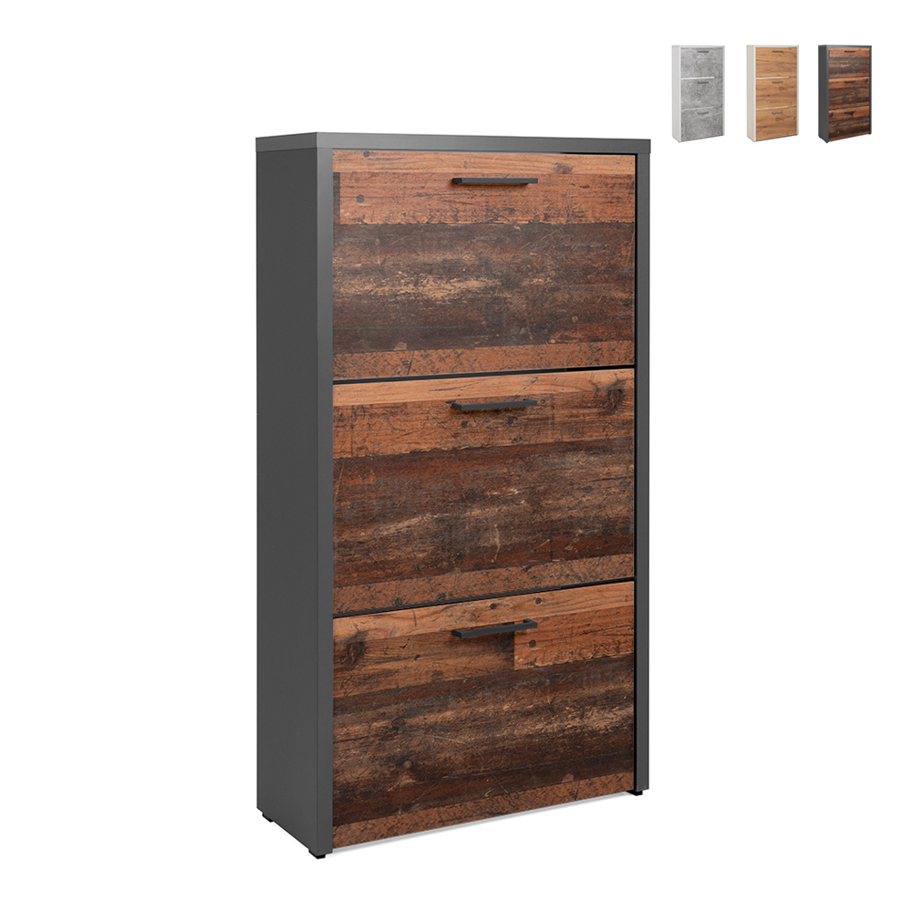 Modernes Design Schuhschrank 61x25x115cm 3 Türen 18 Paar Schuhe Drevo