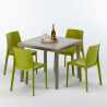 Polyrattan Tisch Quadratisch mit 4 Bunten Stühlen 90x90 Beige Elegance