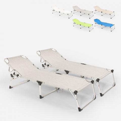 2er-Set klappbare Sonnenliegen aus Aluminium Seychelles