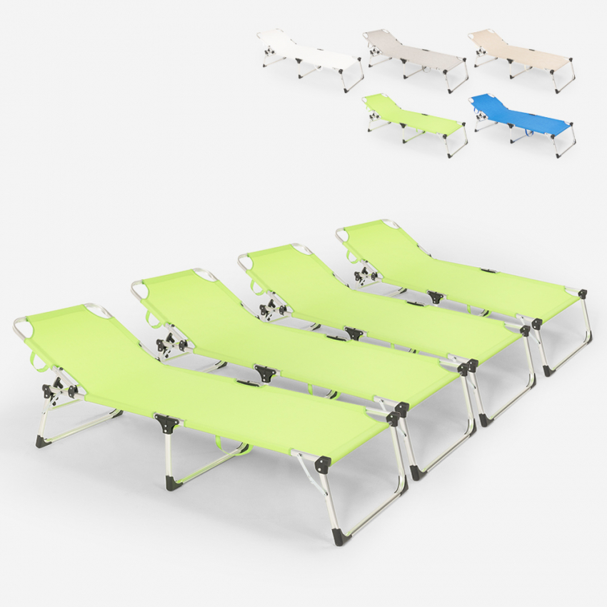 4er Set Liegestühle Strandliegen Sonnenliegen klappbar aus Aluminium für Strand und Garten Seychelles 4er Set Liegestühle Strandliegen Sonnenliegen klappbar aus Aluminium für Strand und Garten Seychelles