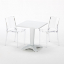 Tisch Quadratisch mit 2 Bunten Polycarbonat Outdoor Stühlen Grand Soleil Cafè 