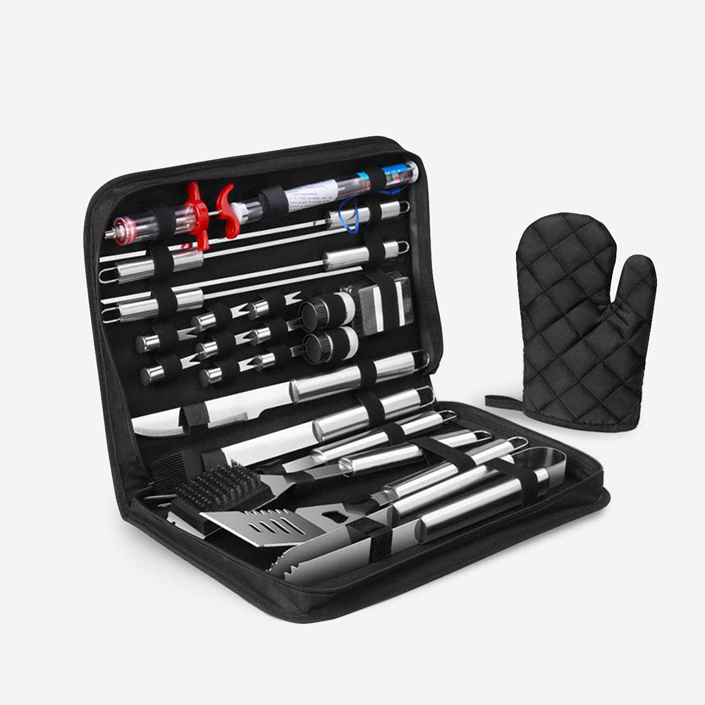 Profi BBQ-Set aus Edelstahl Grillzange Spatel Messer Bladeset